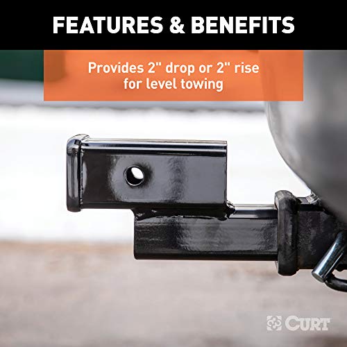 CURT 45797 Trailer Hitch Adapter, 2Inch Receiver, 2in Drop or Rise
