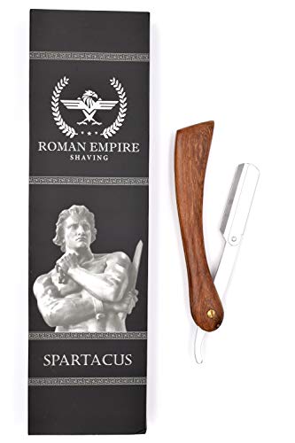 ROMAN EMPIRE SHAVING Spartacus Straight Razor for Professional Barber with 20 Blades Sampler (Astra-Derby-Shark-Voskhod)