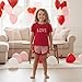 Aiwpstoin Toddler Baby Girl Valentines Day Outfit Heart Embroidery Short Sleeve T-Shirt Plaid Ruffle Shorts Little Girl Clothes(Heart Red,2-3T)