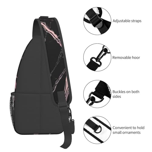Bolso Bandolera Negro con Estampado Mármol para Senderismo miniatura 5