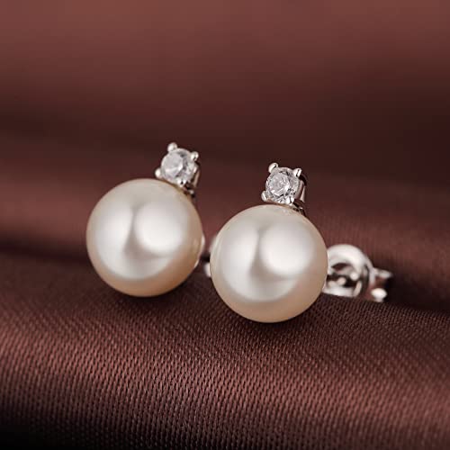 jiamiaoi 925 Sterling Silver Pearl Stud Earrings,Pearl and CZ Earrings for Women,8mm-13mm Culture Pearls4