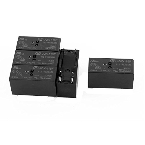 Aexit 5 Pcs Relays 12VDC 250VAC 16A 6 Terminal NO SPST JQX-115F-012-1HS3 Power Relay Accessory Power for PCB
