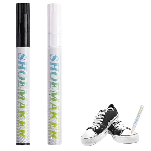 2 Pcs Shoe Repair Pen Set, Trainer Whitener For White Trainers Cleaner Pen Portable White Shoe Polish And Black Pens Instant Stain Remover Kit For Trainer Cleaner Shoes Repair Marker
