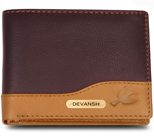 Image of HORNBULL Men's Personalized Wallet I Customized Slim Stylish Leather Purse with Name I Unique Birthday Gift for Men Boy Love Husband (Brown /Tan)