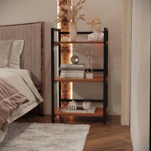 Image of Microwave Oven Stand for Kitchen Counter, 2-Tier Kitchen Storage Rack with Utility Hooks, Heavy Duty Metal Frame & Wooden Shelf, Multipurpose Organizer for Microwave (Black)