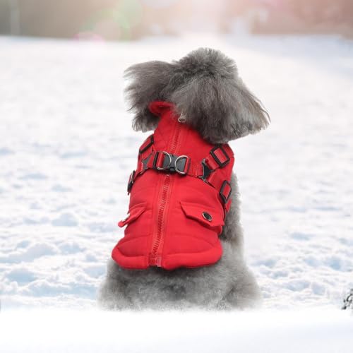 Chaquetas impermeables con arnés para perro pequeño con cremallera 3