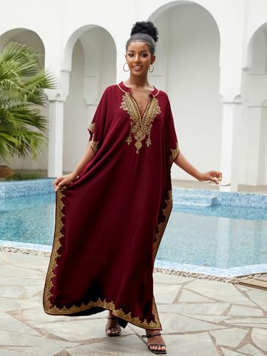 Kaftan Dresses for Women Swimsuit Coverup Plus Size Beach Caftan Cover Ups for Swimwear Embroidery4