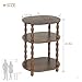 MaxSmeo Side Table, 3-Tier Small End Table, Modern Oval Night Stand Accent Table for Living Room, Bedroom, Rustic Brown