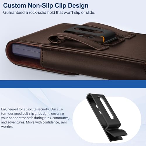 COANJIUO Coldre de couro para celular com clipe de cinto forte fecho magnético para iPhone Pro 16 15 14 13 12 16e, Samsung Galaxy S25 S24 S23 S22 S21, M-Coffee