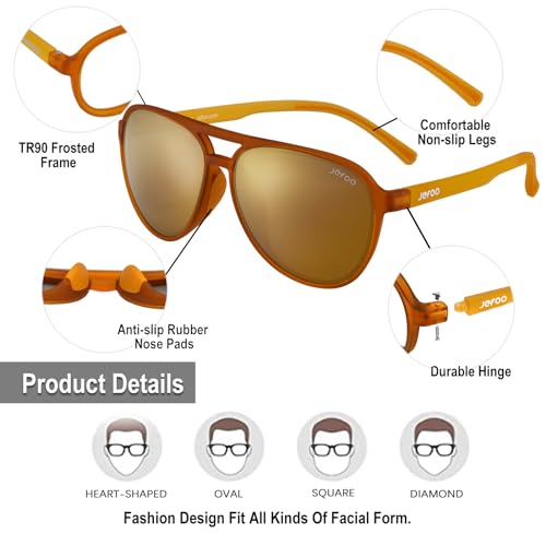 Image of Jefoo Polarized Aviator Sunglasses for Women Men Retro Trendy Sports Sunglasses for Outdoor UV400 Protection