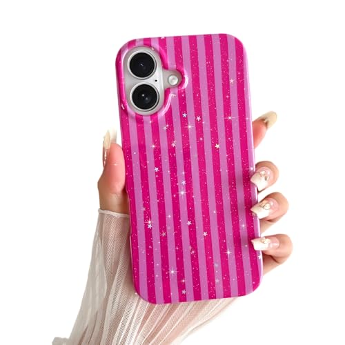 Coque iPhone 16 paillettes rose vif en TPU souple antichoc