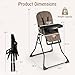 BABY JOY Foldable High Chair, Portable Highchairs for Babies and Toddlers with 3-Position Adjustable Tray & Footrest, Removable Seat Cushion, 5-Point Safety Harness, Space Saving Design (Coffee)