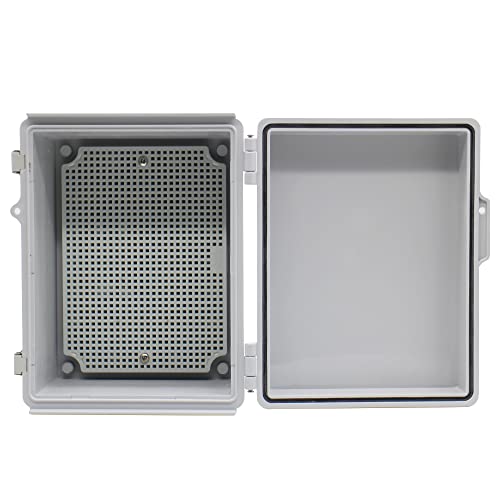 Airtak Electrical Junction Box With Mounting Plate, Hinged Cover Stainless Steel Buckles, Ip67 Outdoor Project Box Weatherproof Diy Electrical Enclosure 8.6×6.7×4.3 Inch (220×170×110Mm) #TOP6