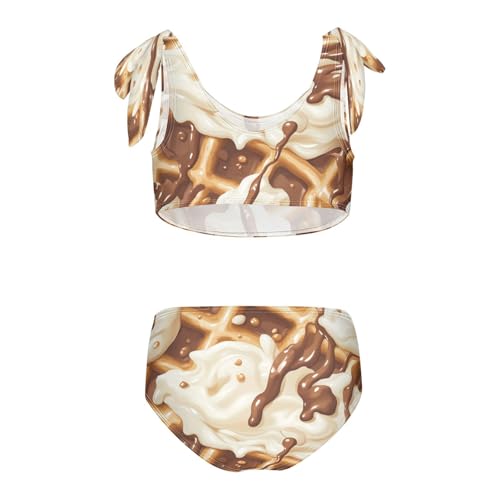 Milk Ivory Gold Chocolate Ice Cream Girls Tankini Swimsuit Kids Bikini Sets 2 Pcs Bathing Suit 3T2