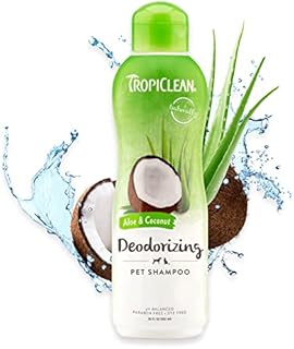 TropiClean Aloe & Coconut Deodorizing Shampoo for Pets, 20oz - Dog Shampoo for Smelly Dogs - Dog Grooming Wash - Stops Dog Smell - Cat Shampoo - Derived from Natural Ingredients - Made in USA