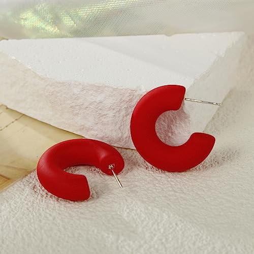 Acrylic Chunky Hoop Earrings, Lightweight Thick Open Hoops Candy Color Hoop Earrings for Women3