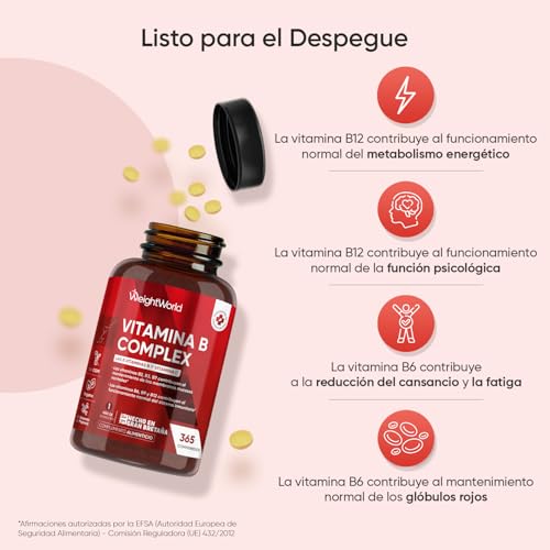 Vitamina B Complex con Vitamina C 365 Comprimidos Veganos Para 1 Año - Complejo B Completo con B1, B2, B3, B5, B6, B7 (Biotina), B9 (Ácido Fólico) y B12 - imagen 3