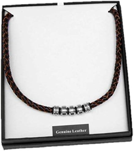 Equilibrium Men's Brown Leather Necklace Gift Boxed Random Design One Only