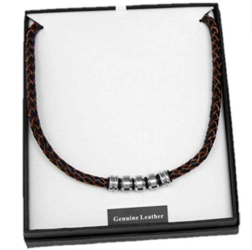 Equilibrium collana da uomo in pelle marrone, confezione regalo casuale in un solo