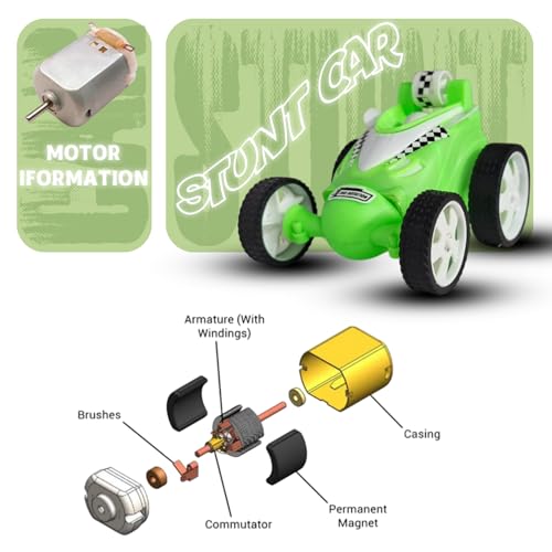 Image of SMART BOY Remote Control Small Stunt Car for Kids Boys Girls, RC 4WD, 2.4 Ghz Remote Control, Anti Skid Rubber Tires for On Off Road - Any Surface Driving - Green 368