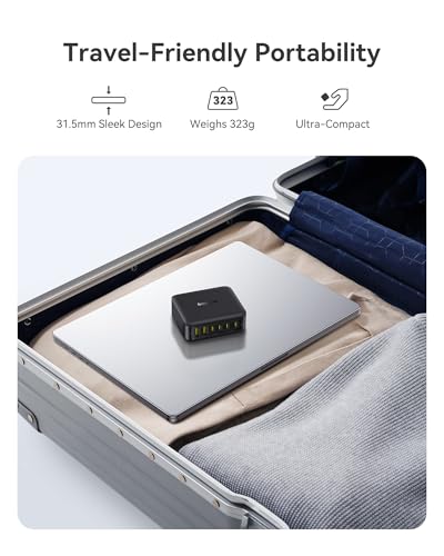 Baseus Charging Station 120W, 6-in-1 USB-C PD Fast Charging Desktop Charger with 5ft Extension Cord, 4 USB C, 2 USB A Ports, Travel Power Strip for iPhone 17/16, iPad Pro, MacBook Pro, Tablet and More image 9