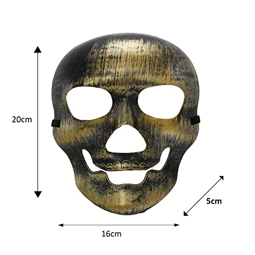 Komonee Halloween Mask Skull Gold Costume Adult Outfit Scary Spooky Horror Party Face Fancy Dress Cosplay For Men Women (HM12) - Image 2