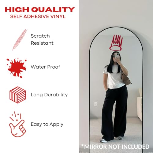 Image of Sticker for Glass & Mirrors | Minimal Vinyl Decal for Bedroom Bathroom & Cafe | Self-Adhesive Quote Aesthetic Mirror Sticker | No Mirror Included (Crown, Medium, Transparent Red)