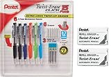 Value Set of Pentel Twist-Erase Click Mechanical Pencil Pack (6 Mechanical Pencils, 6 Extra Erasers,
