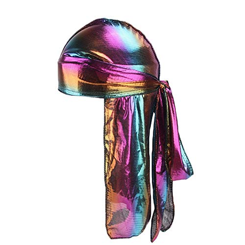 HADM Halo Turban Durag for Men Silky Satin Lined Men Stretch Turban Twist Head Wrap Mens Hair Scarf Purple