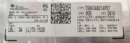 (900 PCS) TSB43AB21APDT TI IC Phy/Link Layer CTRLR 128-TQFP