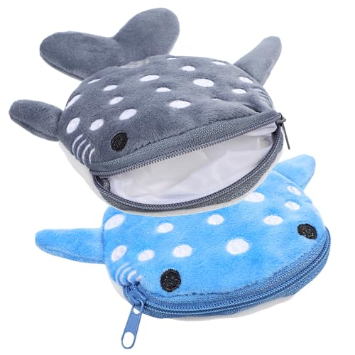 BESPORTBLE 2 Pcs Shark Coin Purse Coin Bags Wallet Plush Pouch Cartoon Cute Coin Pouch Purses for Animal Coin Purse Cash Furry Boy Key Plush Coin Pouch Crystal Super Soft