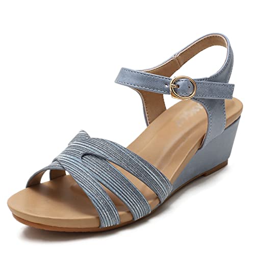 Sandals Summer Slope Heeled Sandals Women's Casual Medium Thick Heeled Sandals Sandal(C,39)