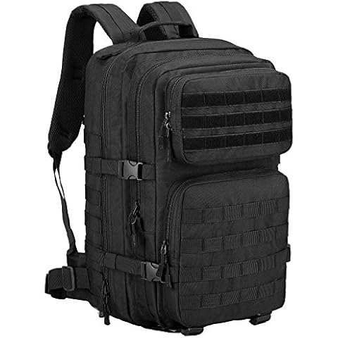 HUNTVP 45L Tactical Military Backpack,Army Assault Pack,Molle Large Daypack for Outdoor Hiking Camping Travelling Mountaineering Trekking Men Women (Black) Cover