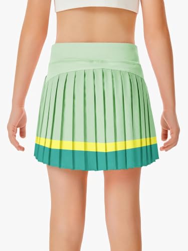 Image of Haloumoning Girls Pleated Skirts with Shorts Athletic Tennis Skorts Sport Performance Skirt with Pockets 4-14 Years