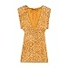 Women's Sparkly Sequin Dresses Backless Tie Mini Dress Cap Sleeve Glitter Bodycon Sexy Fashion Party Club Dresses Gold XS