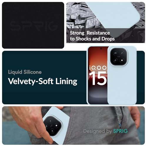 Image of SPRIG SilkTone Silicone Back Cover Compatible with IQOO 15 5G Drop Tested Shock Proof Mobile Case with Camera Protection for Men, Women, Boys and Girls (Light Blue)
