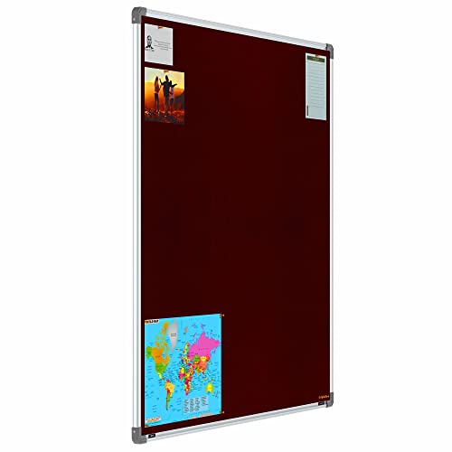 Image of Scholar Art Metis 4x4 Feet Fabric Pin-up Board for Home, Office & School | High Strength Velvet Cloth + High Density Soft Board for Pinning Photos, Sticky Notes & Reminders (Maroon)