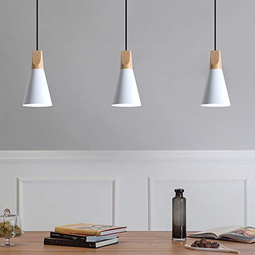 Mengjay E27 Lampada a sospensione in legno e