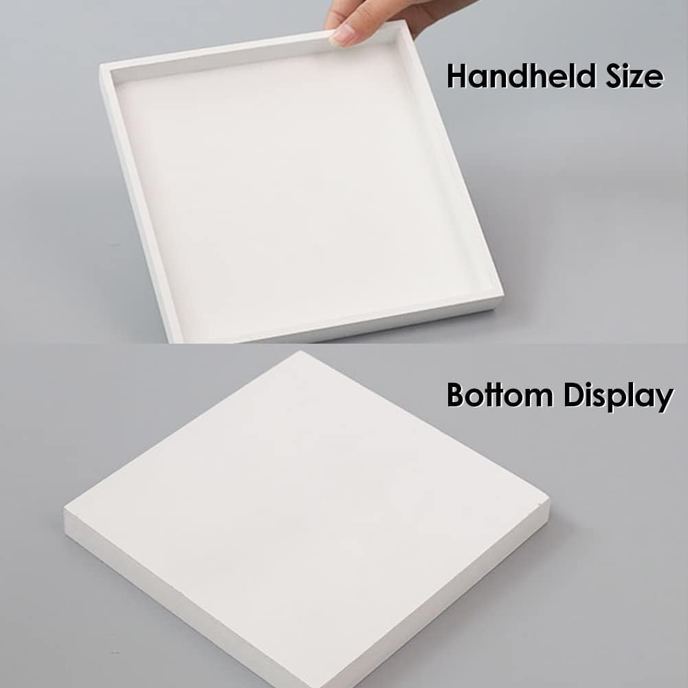 Plateau De Service Rectangulaire En Bois Blanc 20x20 Cm - Organiseur Moderne Pour Table Et Salon