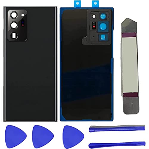 Peixiong Galaxy Note 20 Ultra - Cristal trasero de repuesto para Samsung Galaxy Note 20 Ultra 5G, cubierta trasera con lente de vidrio de cámara y cinta preinstalada + herramientas (negro)