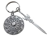 Shield & Sword Charm Keychain, Knight Keychain, Warrior Keychain, Fantasy Keychain