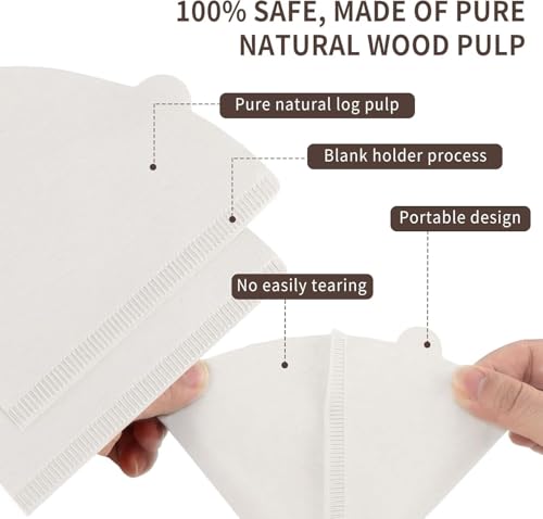 Image of APOPHIS 100 Pcs Natural Coffee Filters, Size 02 Cone Filters, Disposable Natural Paper Filters 2-4 Cup, 2 Cone for Pour Over and Drip Coffee Maker