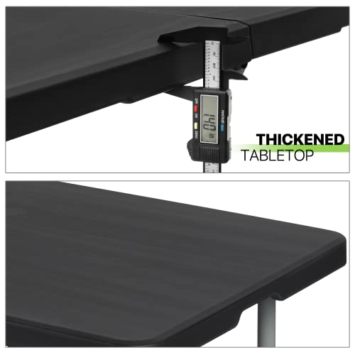 Magshion Plastic Folding Table 6Ft Indoor Outdoor Adjustable Height Heavy Duty Foldable Table With Handle For Parties Backyard Events Black #TOP2