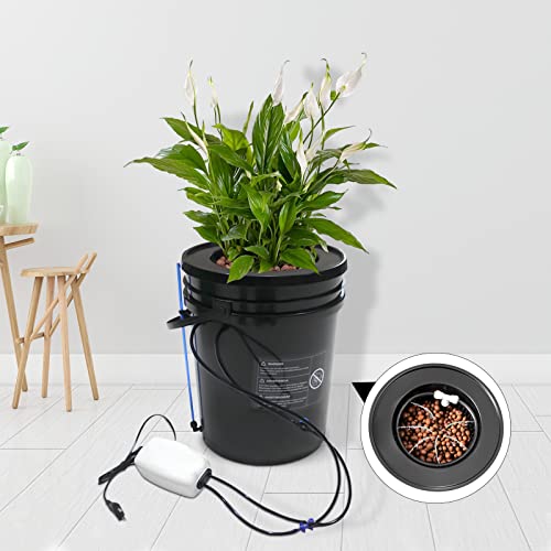 Hydroponics Growing System 5-Gallon Deep Water Culture Hydroponic Machine Drip Irrigation System with Multi-Purpose Air Tube, Air Pump, and Air Stone for Vegetables