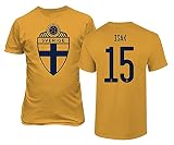 Flaura European Soccer 2020 Sweden #15 Alexander ISAK Jersey Style Unisex T-Shirt (Gold, Medium)
