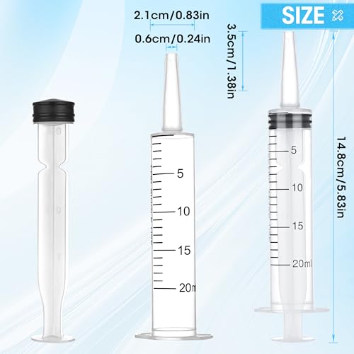 Image of 3 Pack 20ml Syringe with Cap, Plastic Syringe without needle for Liquid, Sterile Individually Wrapped