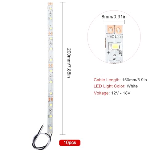 YIXISI 10 PCS 200mm Prewired Strip LED Light, 12V - 18V, 2335 SMD LED, White, 200mm-10pcs - Image 2