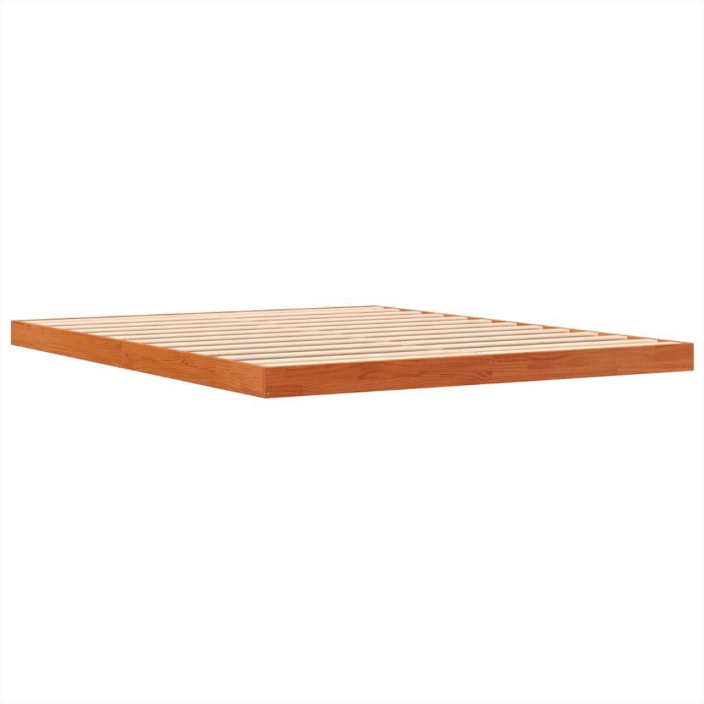 vidaXL Massivholzbett, Holzbett Bett für Schlafzimmer, Bettgestell Bettrahmen mit Lattenrost, Doppelbett Modernes Design, Wachsbraun 160x200cm Kiefer