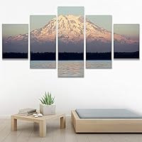 SIGNWIN 5 Panel Canvas Wall Art Snow Mountain for Home Decorations Ready to Hang - 60