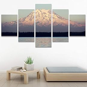 SIGNWIN 5 Panel Canvas Wall Art Snow Mountain...